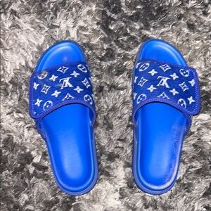 Blue Designer Slide Sandals